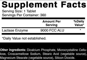 Bouteille d'Oxify Lactase 9000 FCC ALU 360 comprimés vue de côté