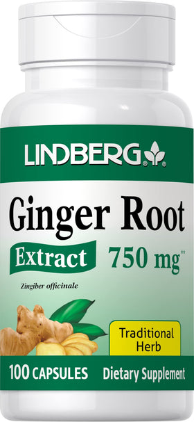 Bouteille de 100 capsules d'extrait de racine de gingembre Lindberg