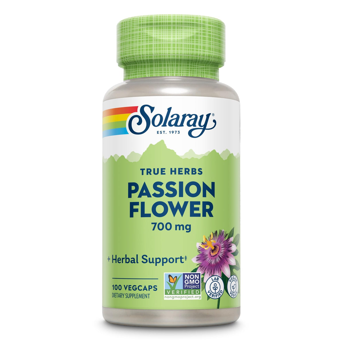 Bouteille de 100 capsules végétales d'extrait de fleurs de passion SOLARAY