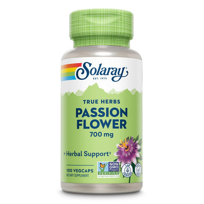Bouteille de 100 capsules végétales d'extrait de fleurs de passion SOLARAY