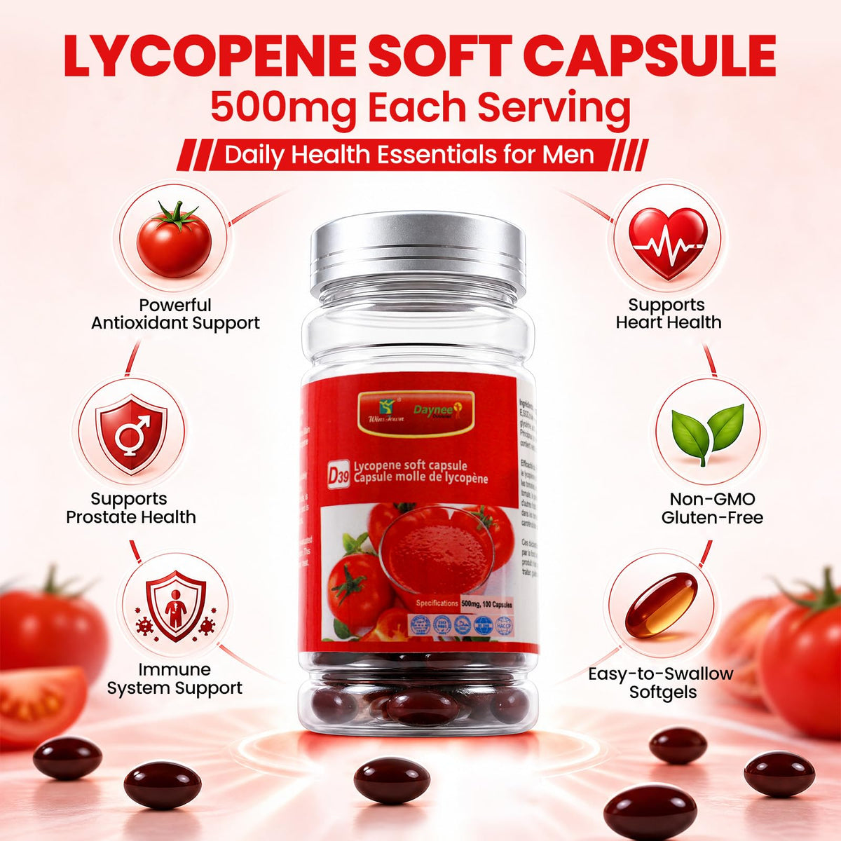 Bouteille de 100 softgels de Lycopène Wins Town