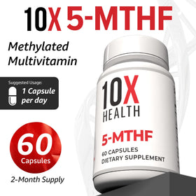 Bouteille de 10X Health 5 MTHF avec fond naturel