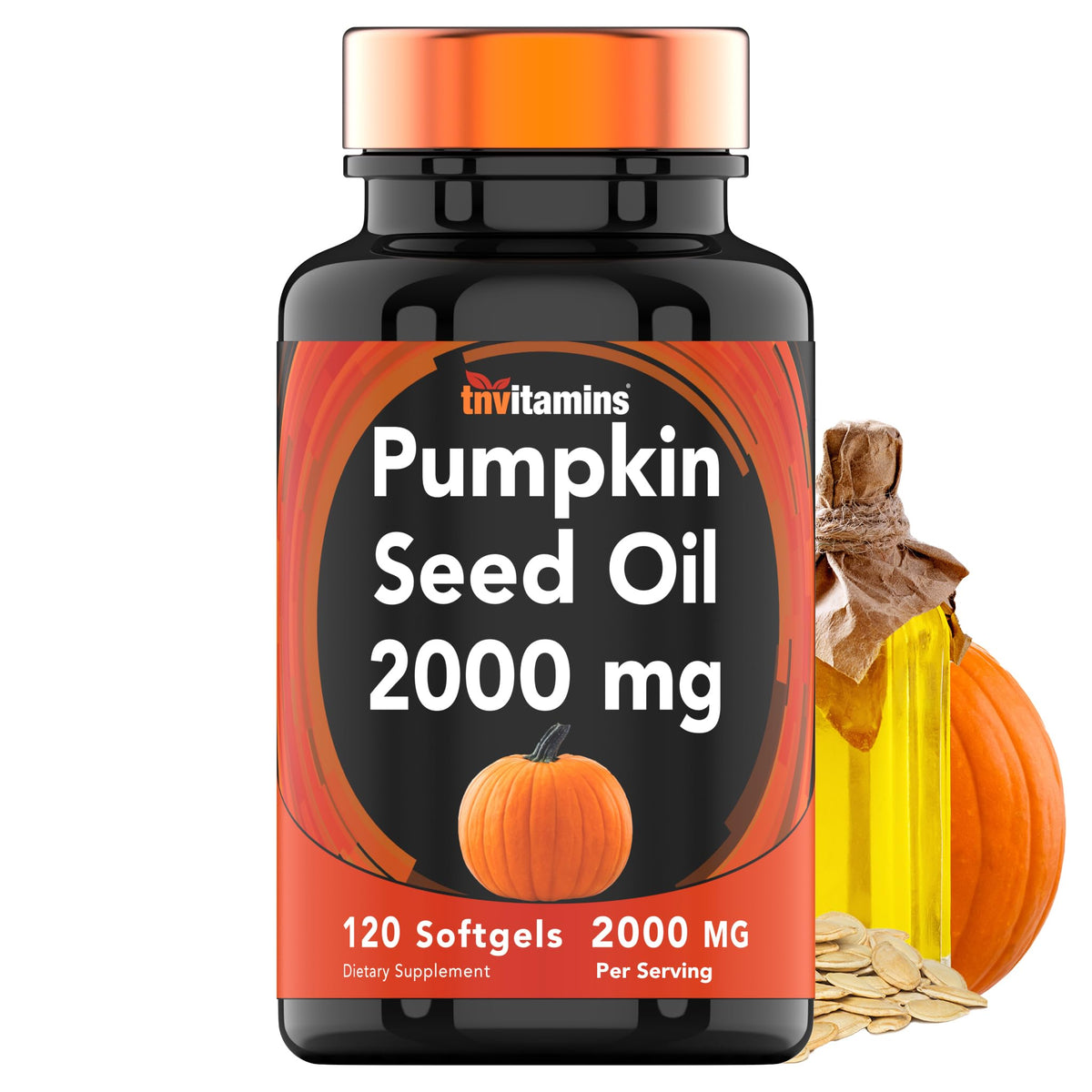 Bouteille de 120 gélules molles d'huile de pépin de citrouille tnvitamins