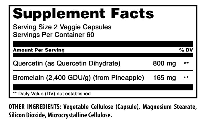 Bouteille de 120 gélules végétales de Quercétine 800mg