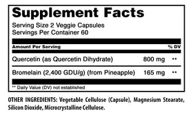 Bouteille de 120 gélules végétales de Quercétine 800mg