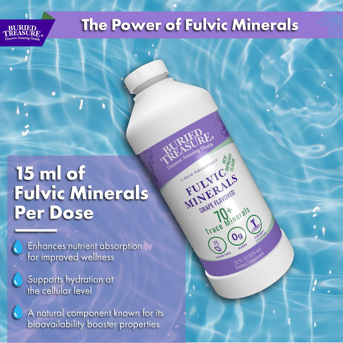 Bouteille de 1238g de minéraux fulviques avec étiquette