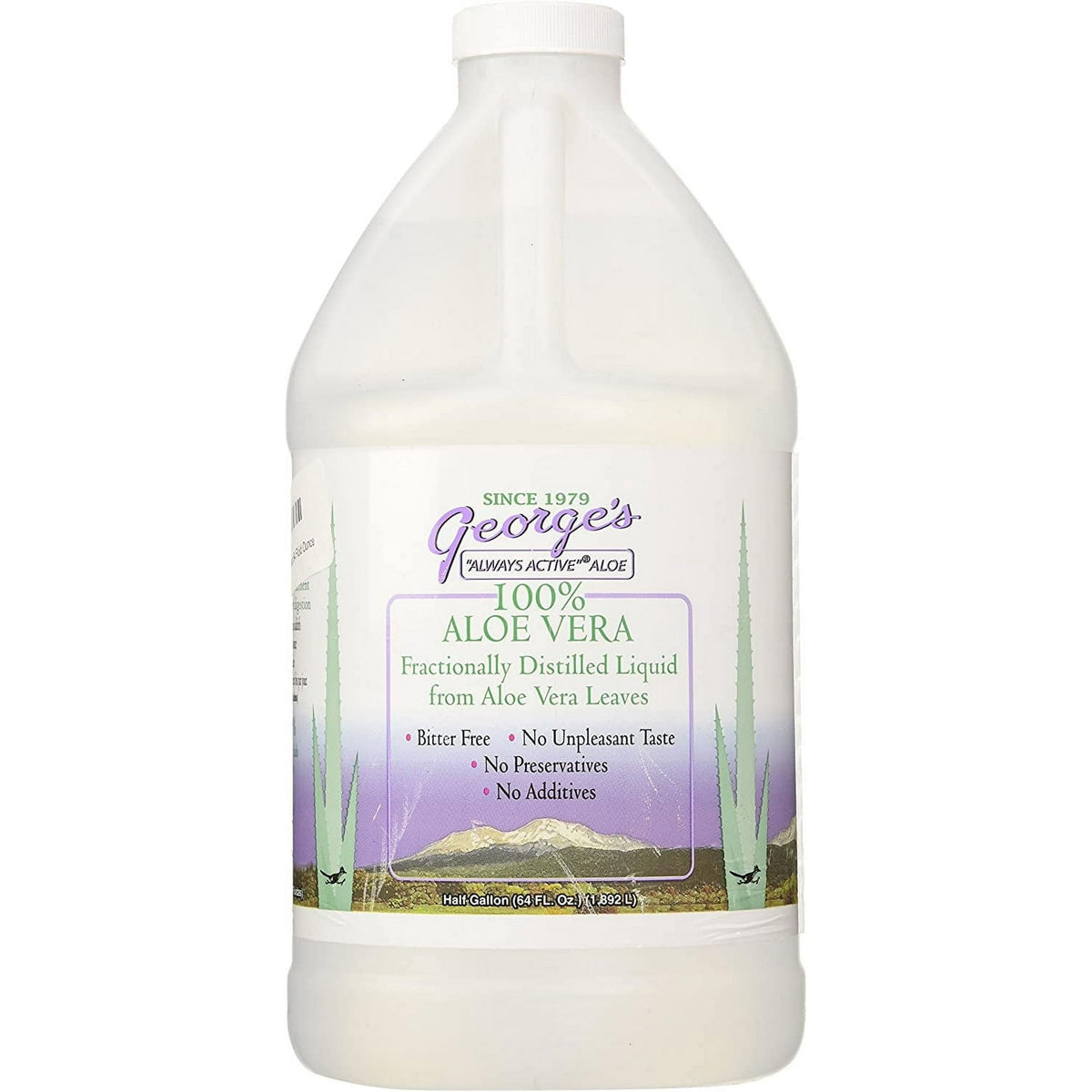 Bouteille de 128 oz d'aloe vera ILIOS avec un verre rempli