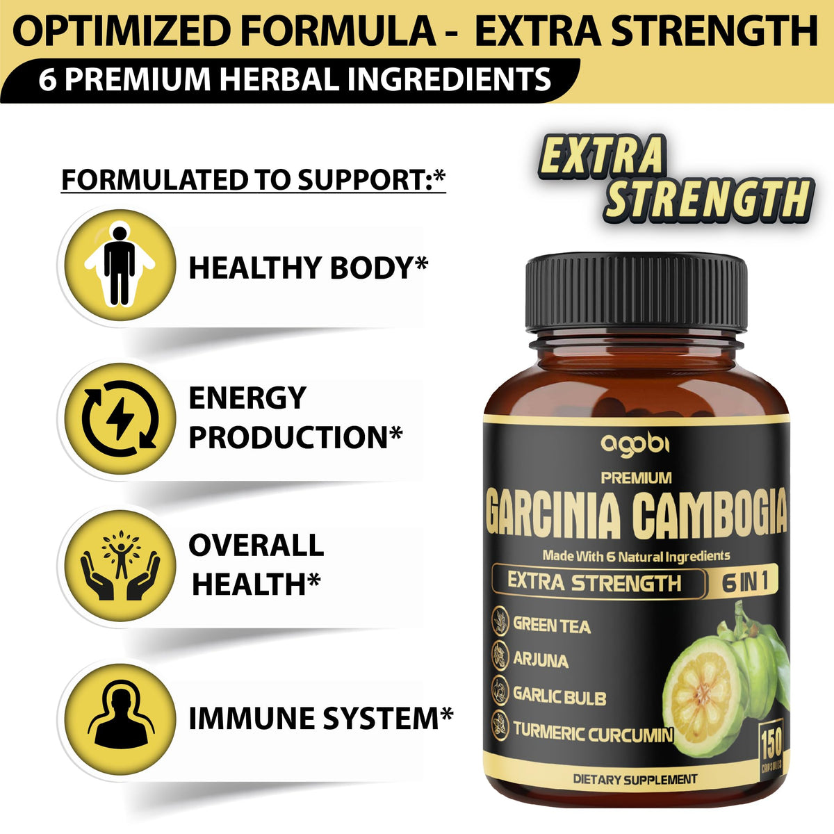Bouteille de 150 gélules de Garcinia Cambogia agobi avec étiquette