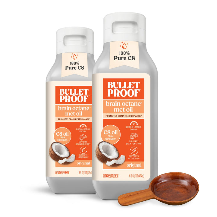 Bouteille de 16 oz d'huile MCT C8 Bulletproof Brain Octane vue de face