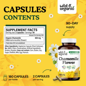 Bouteille de 180 capsules de camomille Wild & Organic