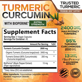 Bouteille de 180 capsules de curcuma Nature's Nutrition