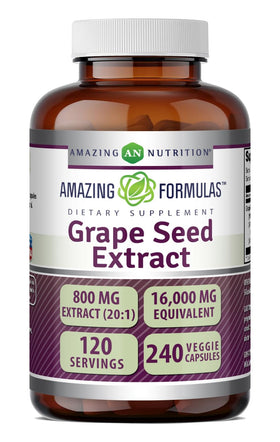 Bouteille de 240 capsules végétales d'extrait de pépin de raisin Amazing Nutrition