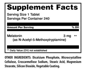 Bouteille de 240 comprimés de Mélatonine 3 mg Amazing Nutrition