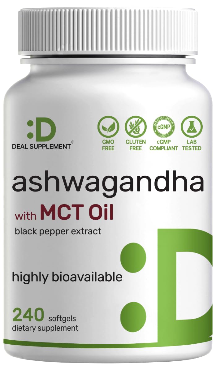 Bouteille de 240 gélules d'extrait d'ashwagandha DEAL SUPPLEMENT