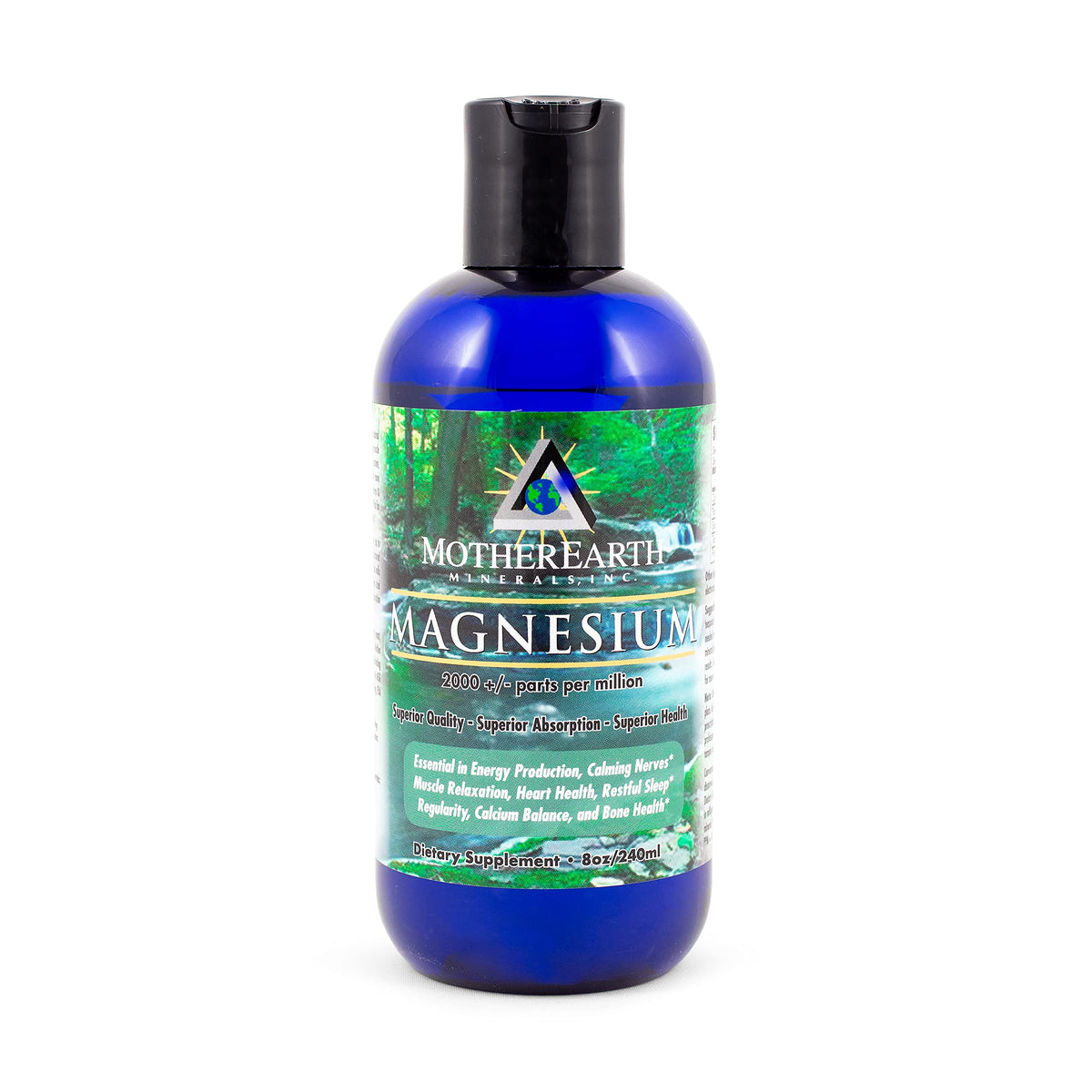 Bouteille de 240 ml de magnésium liquide Mother Earth Minerals vue de face