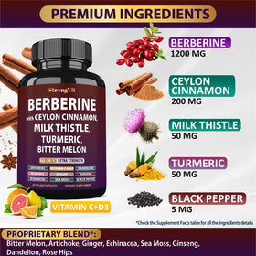 Bouteille de 30 capsules de Berbérine et Cannelle de Ceylan StrongVit