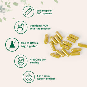 Bouteille de 300 capsules de vinaigre de pomme Micro Ingredients avec étiquette