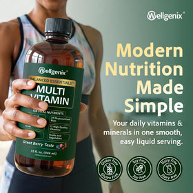 Bouteille de 32 fl oz de Multivitamines Liquides Équilibrées Wellgenix