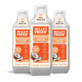Bouteille de 32 oz d'huile MCT Bulletproof Brain Octane C8 vue de face