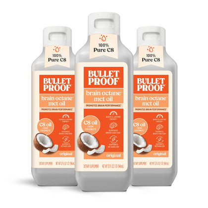 Bouteille de 32 oz d'huile MCT Bulletproof Brain Octane C8 vue de face