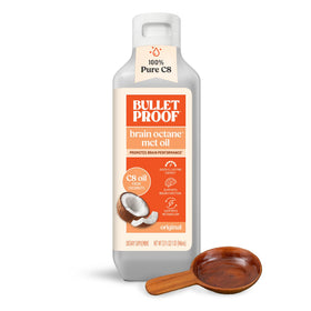 Bouteille de 32 oz d'huile MCT Bulletproof Brain Octane C8 vue de face