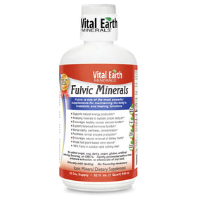 Bouteille de 32 Oz de minéraux fulviques Vital Earth Minerals vue de face
