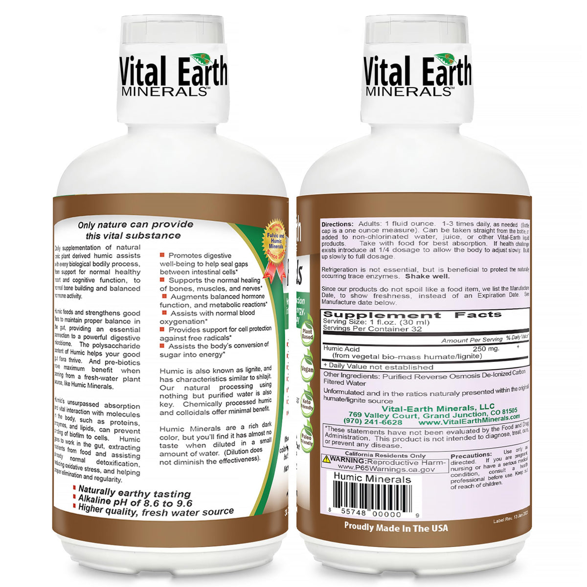 Bouteille de 32 Oz de Minéraux Humique avec étiquette