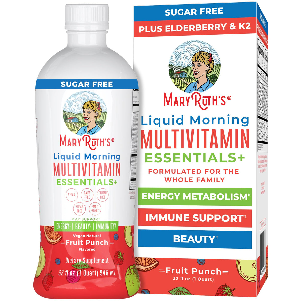 Bouteille de 32oz de MARYRUTH'S Multivitamine Liquide Matinal en saveur Fruité
