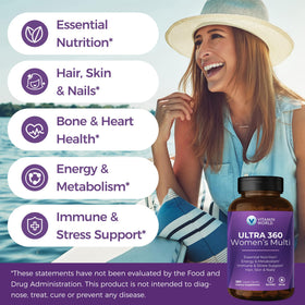 Bouteille de 340g de multivitamines Ultra 360 Vitamin World avec couvercle ouvert