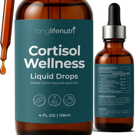 Bouteille de 4 Oz de gouttes liquides de bien-être du cortisol LongLifeNutri