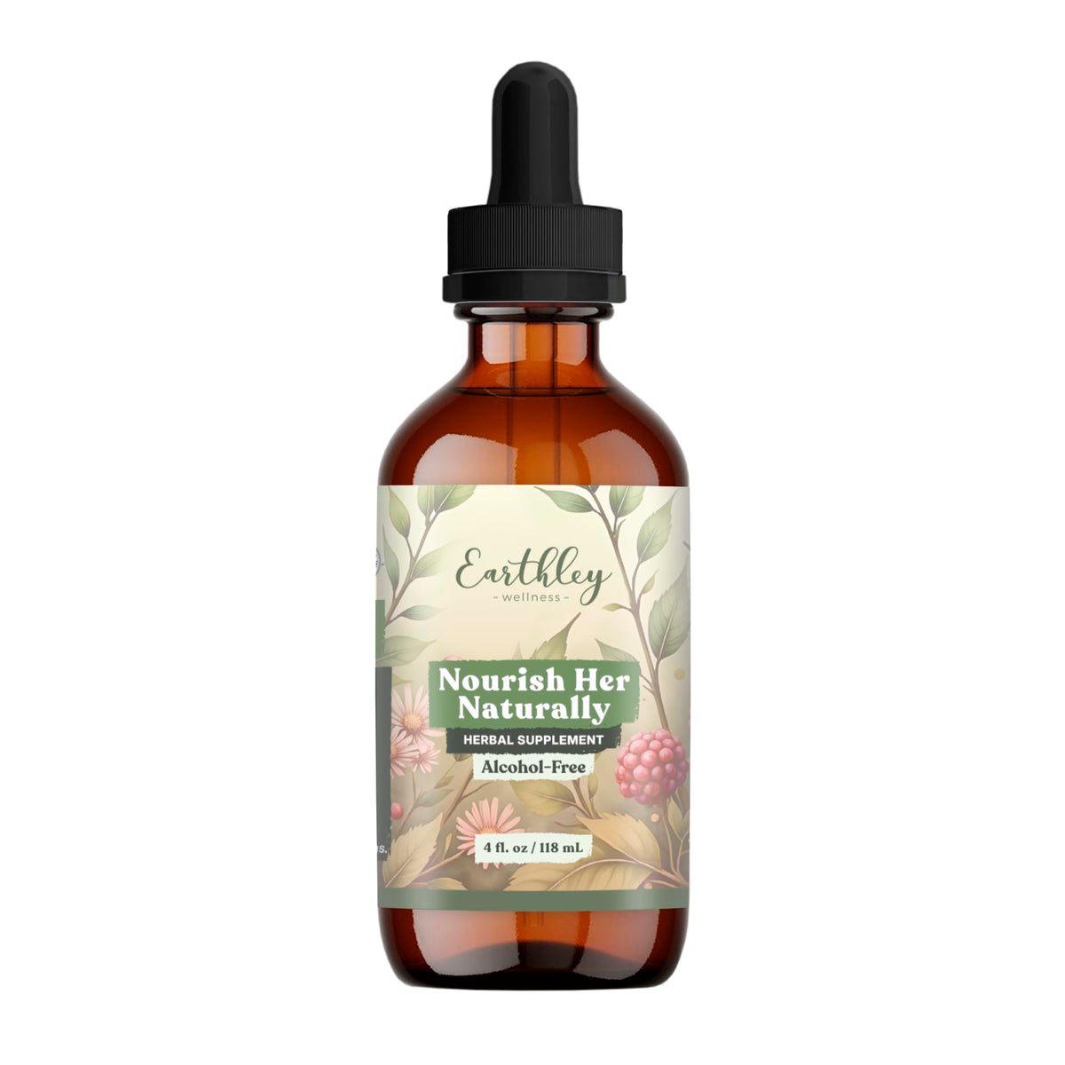 Bouteille de 4oz de Nourish Her Naturally d'Earthley Wellness, vue de face