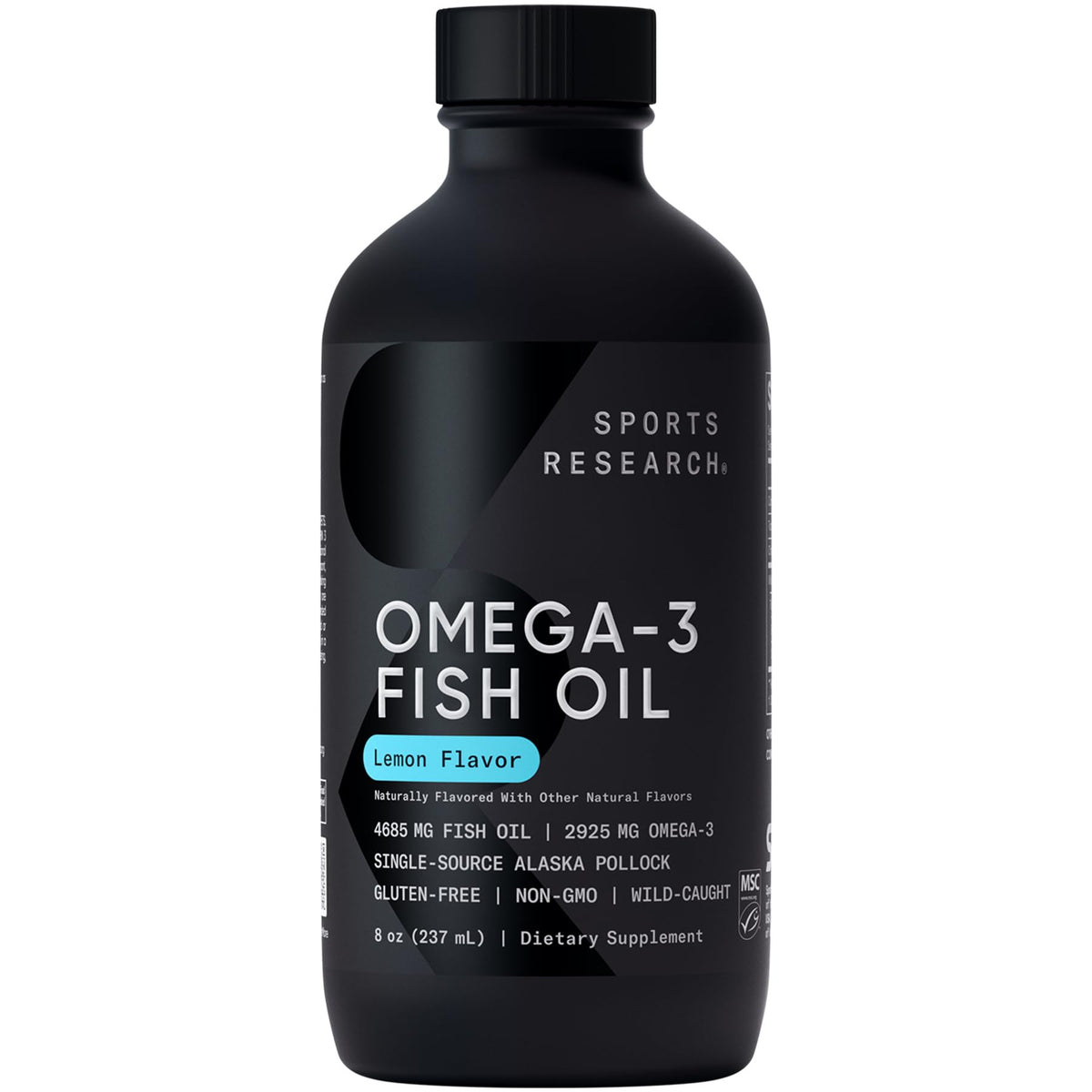 Bouteille de 522g d'Omega-3 liquide Sports Research vue de face