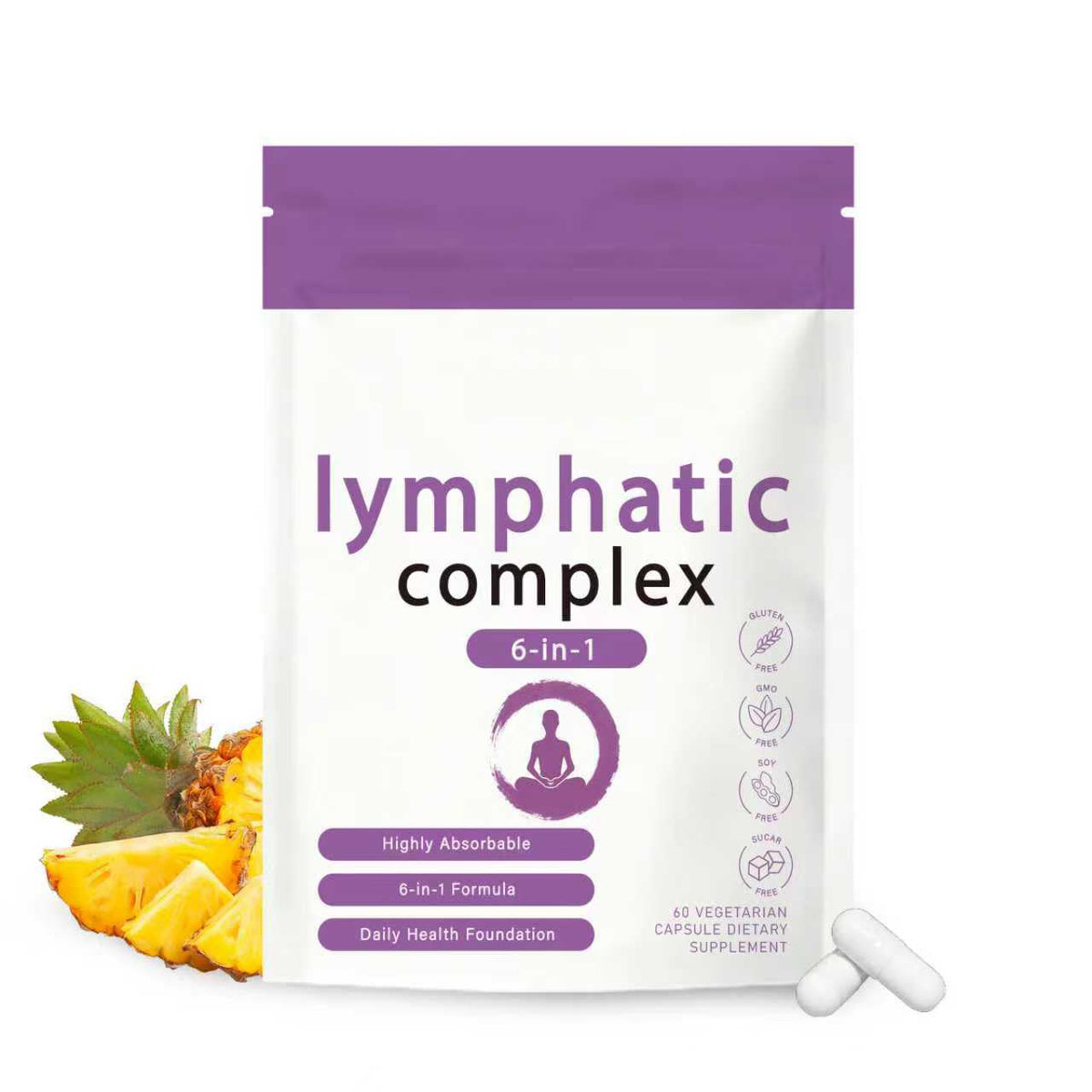 Bouteille de 60 capsules Umizze Complexe Lymphatique 6-en-1 vue de face