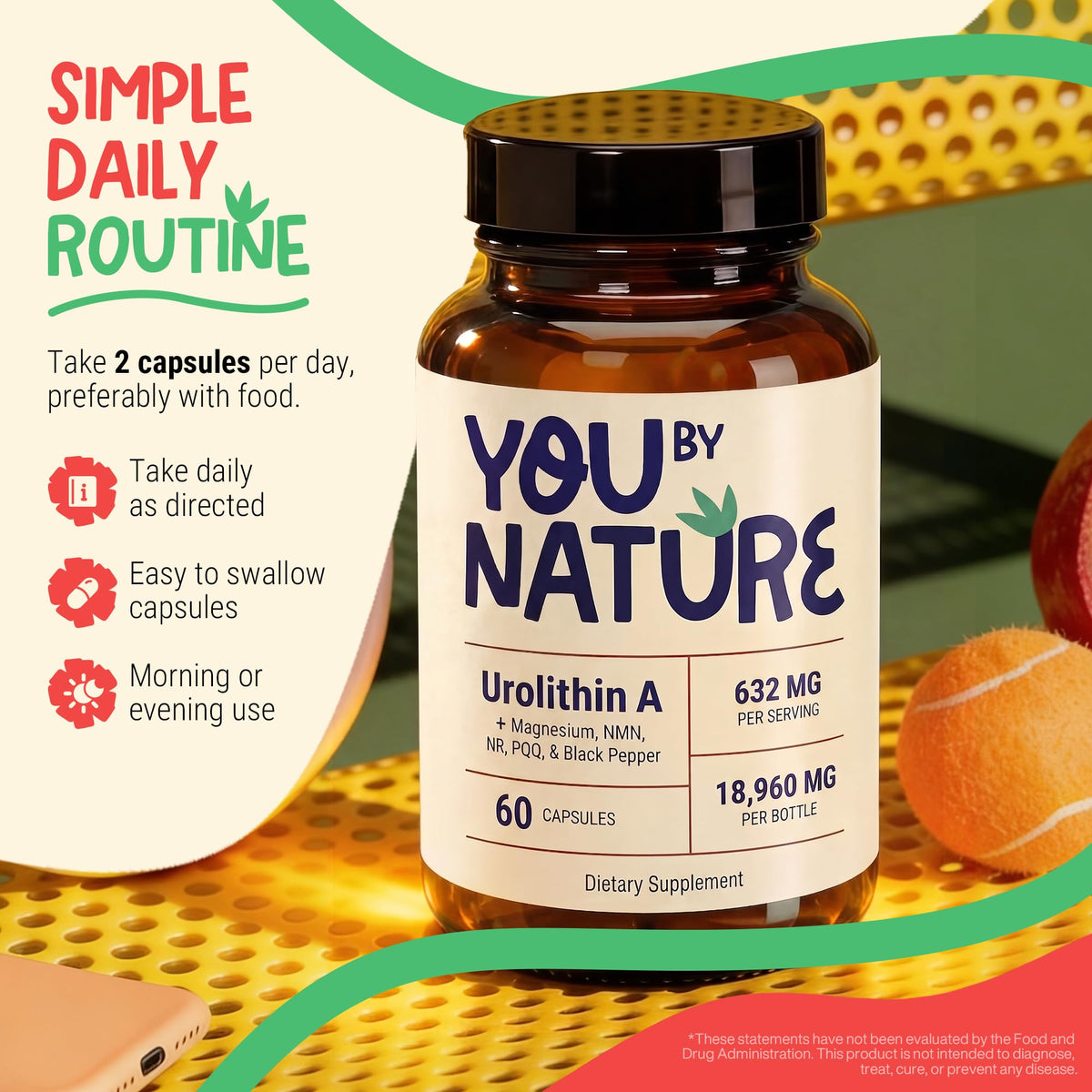Bouteille de 60 capsules végétales YOUBYNATURE sur une table