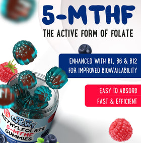 Bouteille de 60 gummies de folate L-méthylfolate OH MY CHEWY