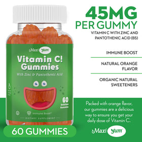 Bouteille de 60 gummies Maxi Health sur fond blanc