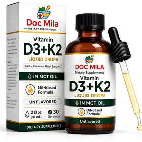 Bouteille de 60 mL de Gouttes de Vitamine D3 K2 Doc Mila
