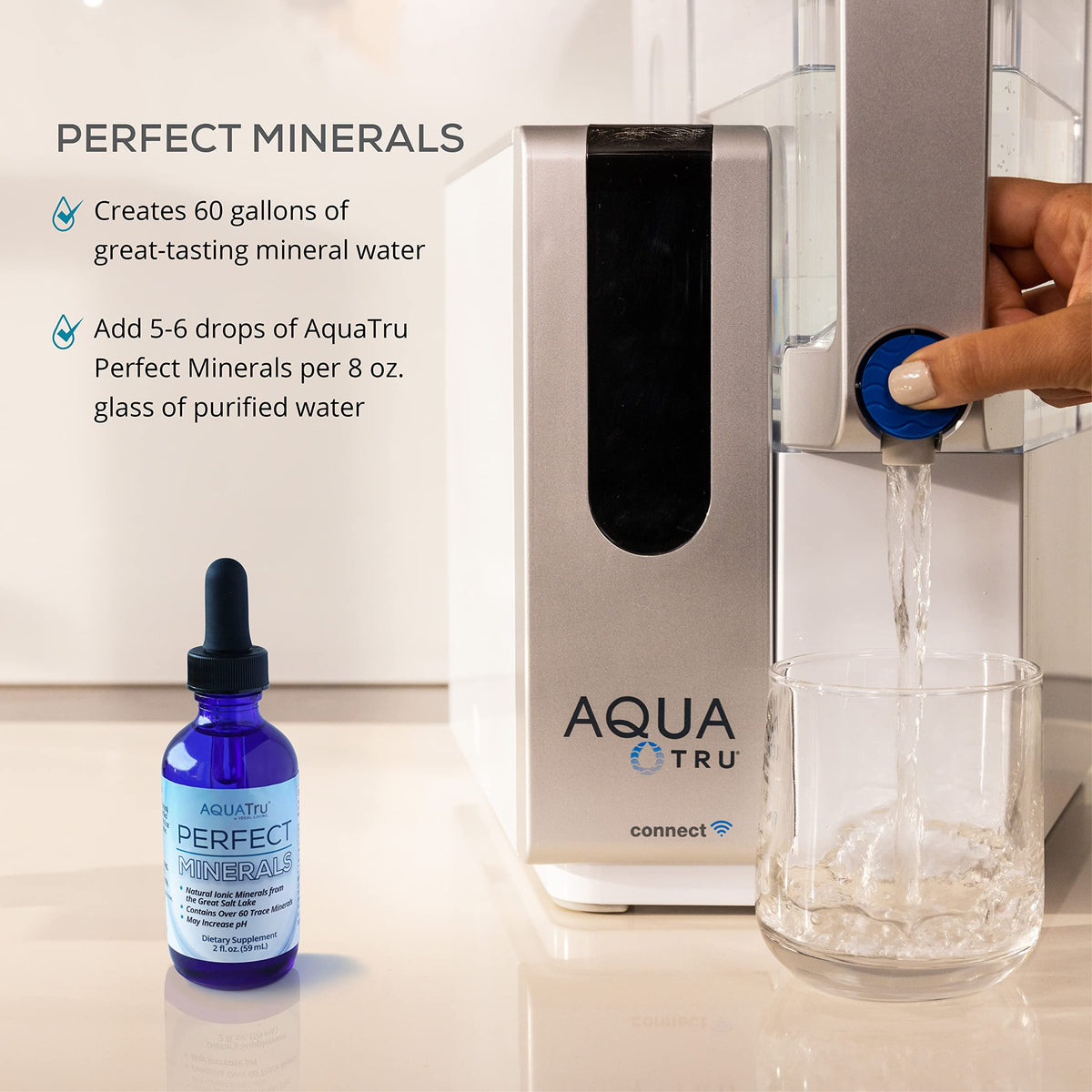 Bouteille de 60 ml de gouttes minérales AQUA TRU