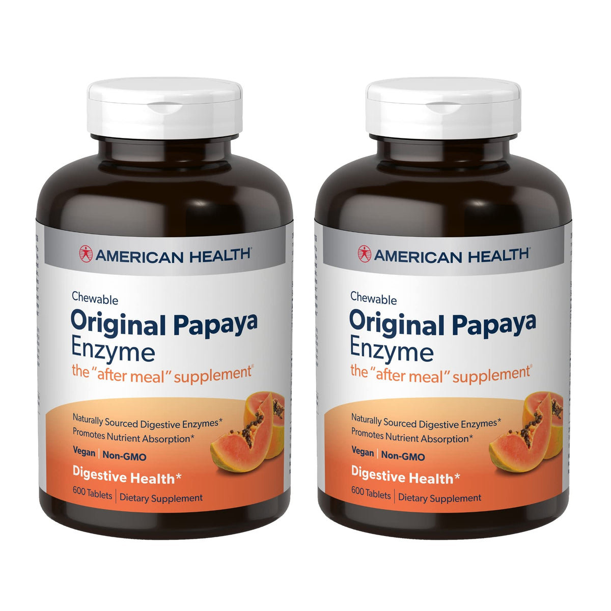 Bouteille de 600 comprimés à mâcher d'enzymes de papaye American Health