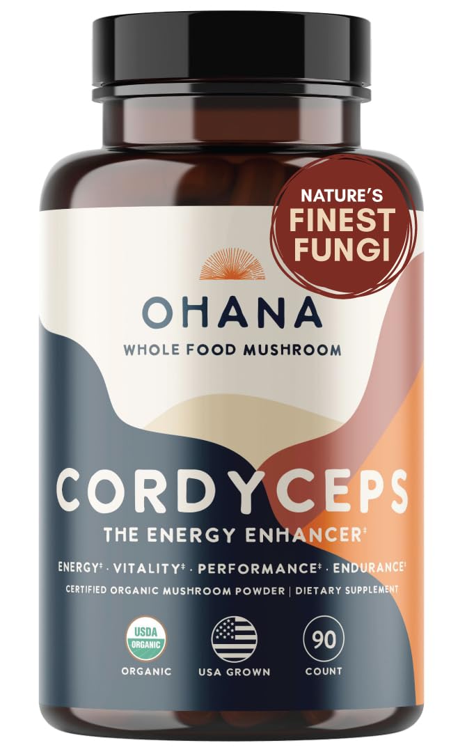 Bouteille de 90 capsules de Cordyceps bio Ohana vue de face