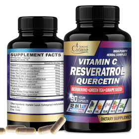 Bouteille de 90 capsules de Resvératrol Organic Cadane vue de face