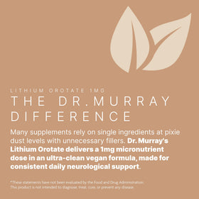 Bouteille de 90 capsules végétaliennes Lithium Orotate Dr. Murray ouverte