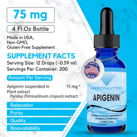 Bouteille de Absonutrix Apigenin 75 mg étiquette détaillée