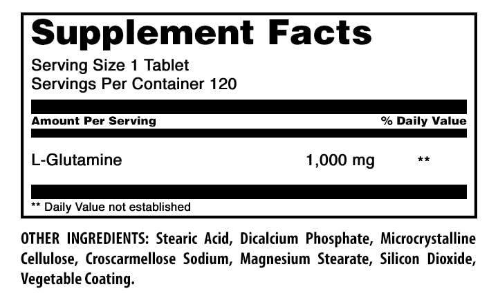 Bouteille de Amazing Nutrition L-Glutamine 1000 mg 120 comprimés