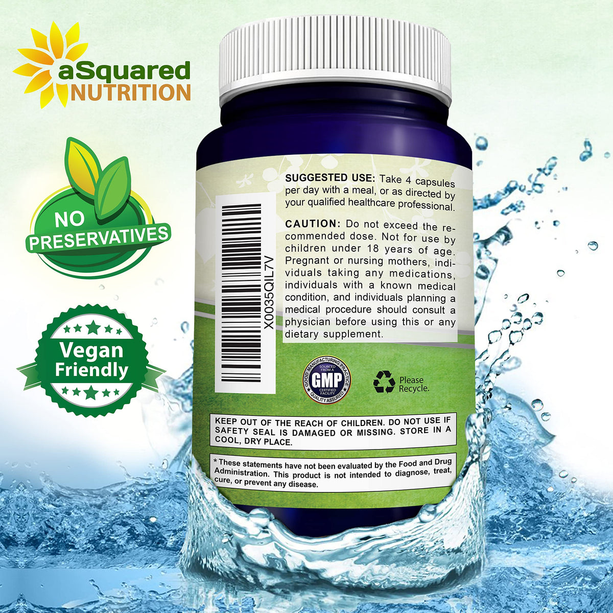 Bouteille de aSquared Nutrition Myo-Inositol sur un fond neutre
