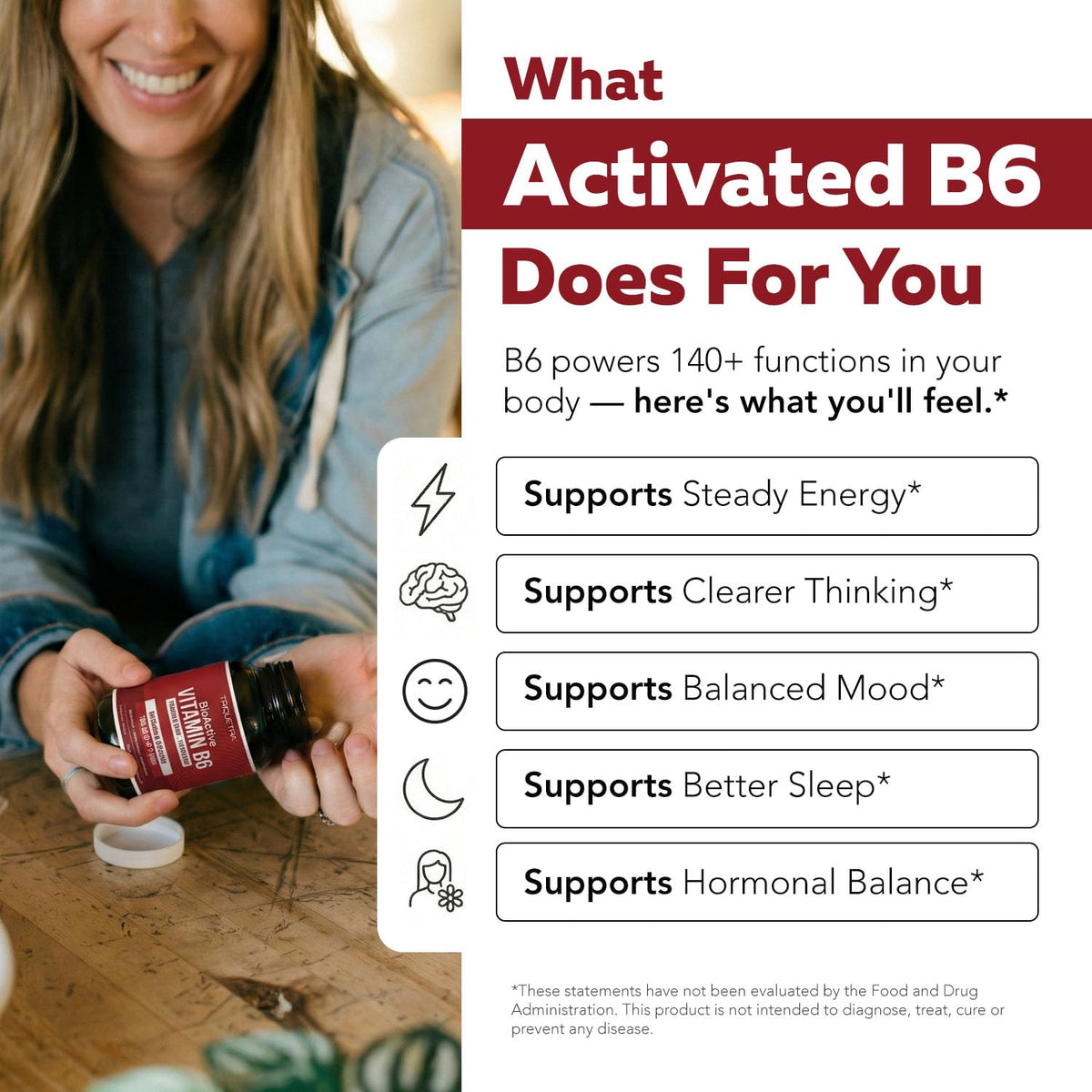 Bouteille de B6 BioActive Triquetra Health sur une table