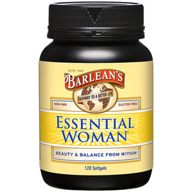 Bouteille de Barlean's Essential Woman 120 gélules végétales vue de face