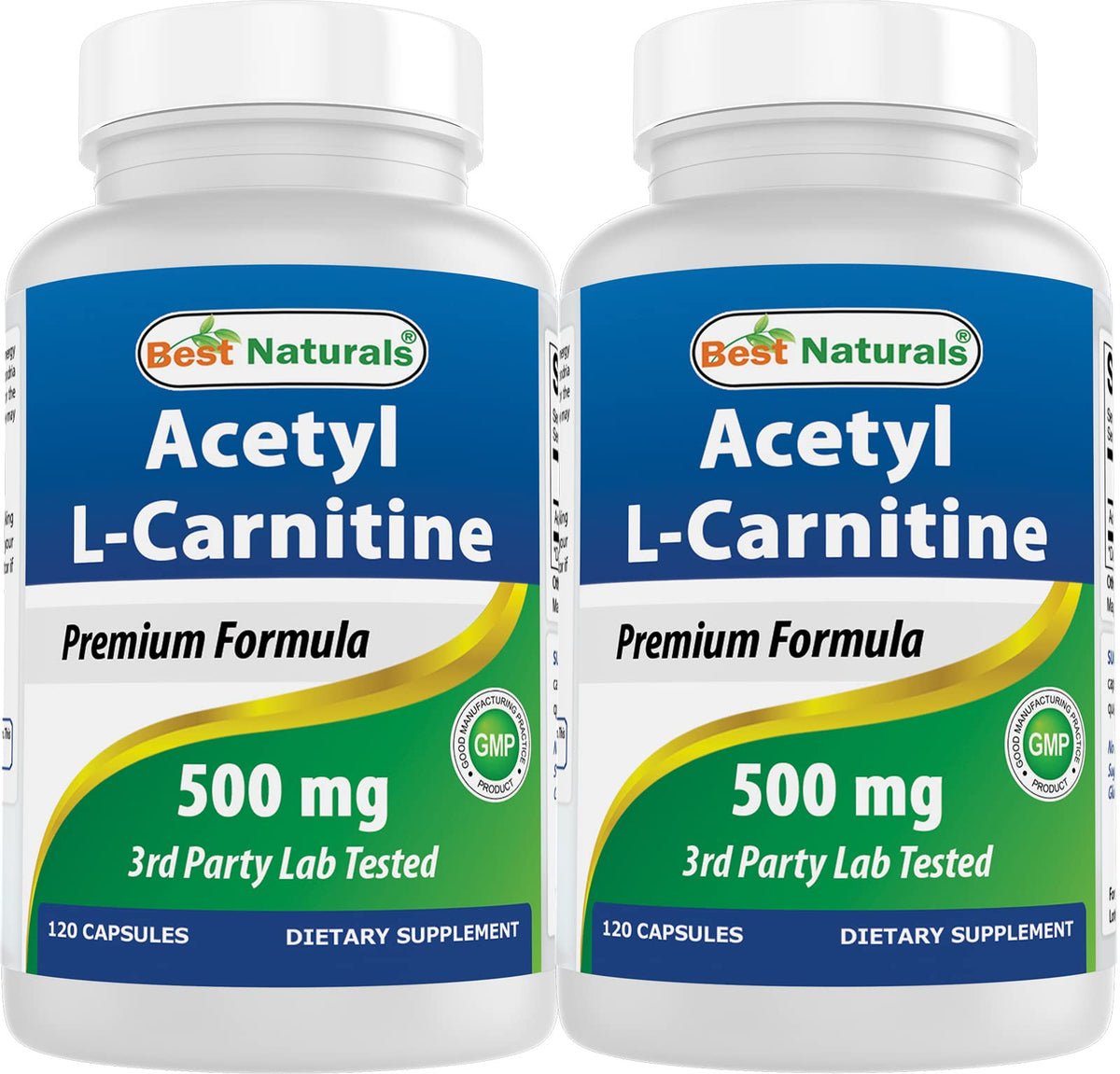Bouteille de Best Naturals Acétyl L-Carnitine 500mg 120 gélules