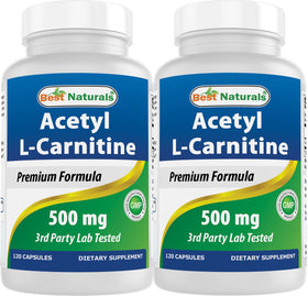 Bouteille de Best Naturals Acétyl L-Carnitine 500mg 120 gélules