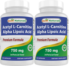 Bouteille de Best Naturals Acétyl L-Carnitine 750 mg vue de face